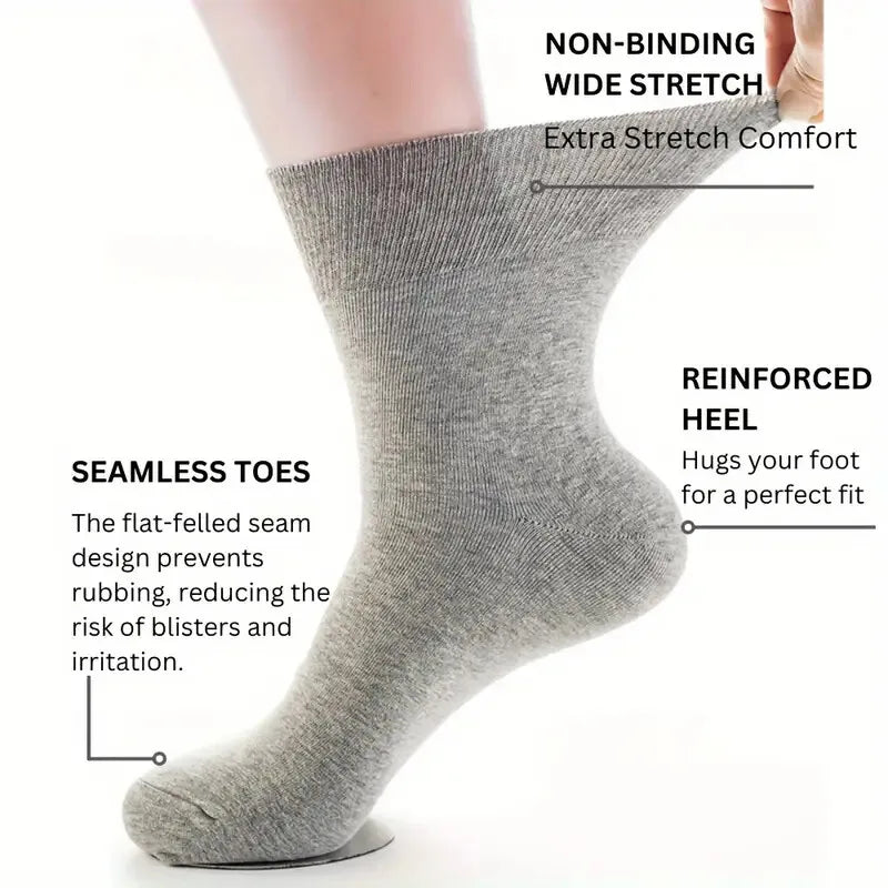 7 Pairs Man Non Binding Diabetes Socks Comfortable Breathable Socks Suitable For Elderly Man For Fat Feet Men Plus Size39-48
