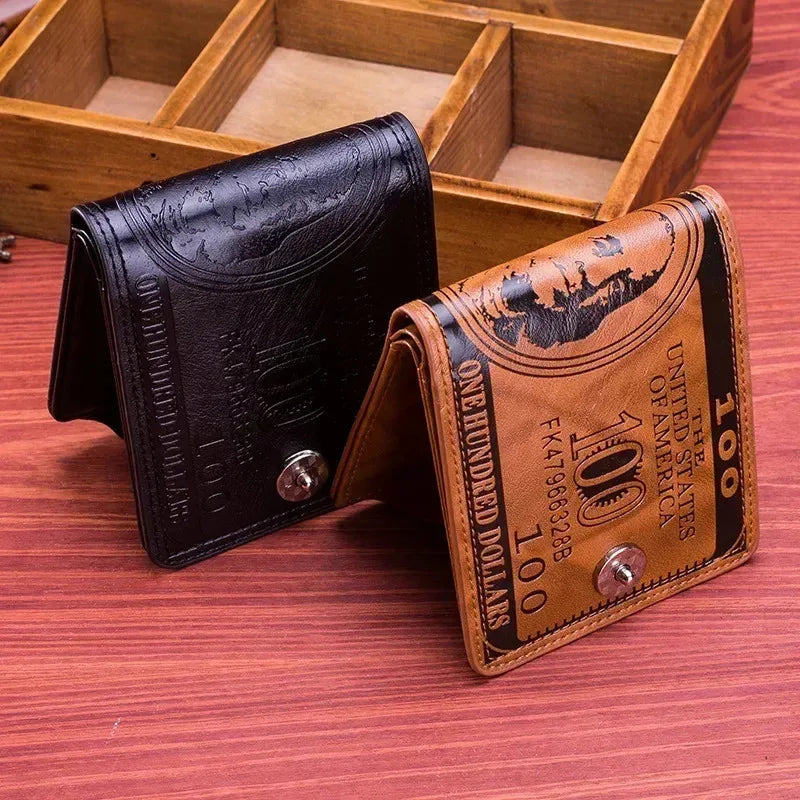 Men's Wallets with 100 US Dollar Pattern Hasp Male Leather Wallet with Zipper Card Holder Coin Pocket Purse cartera hombre