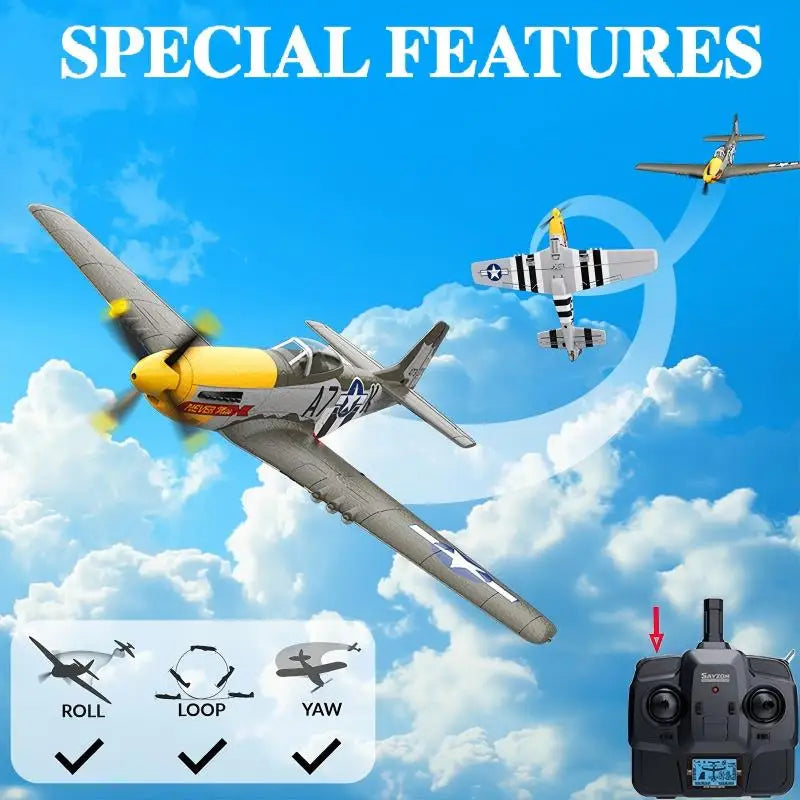 RC Plane 5CH 3D/6G Fixed-wing RC Airplane 2.4GHz P51D Mustang RTF for Adults Beginners Easy to Fly Removable Brushless Fighter