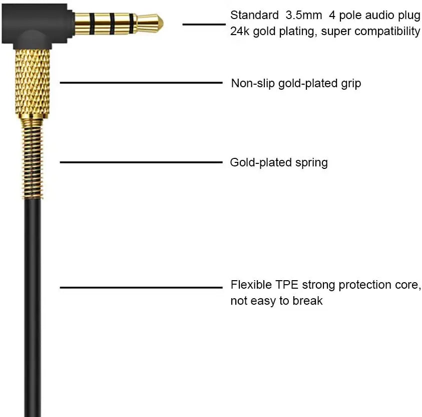 OKCSC 3.5mm Headphones Cable for Marshall Majior II Monitor MID Earphones Replacement Cable, 3.5mm to 3.5mm Audio Cable with Mic