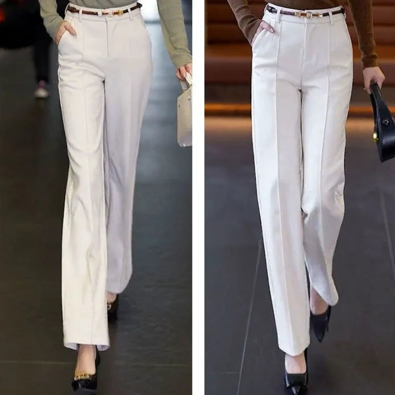 Khaki Clothing Office Loose Womens Pants Work Wide Leg Trousers for Women Straight Baggy White Tailoring Black New In 90s Autumn