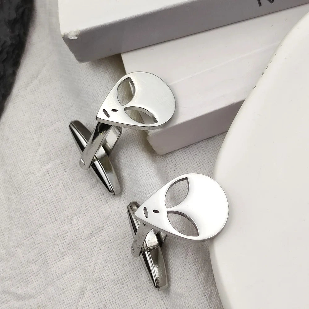 Cufflinks for Mens Alien Cuff Links Men's Shirt Cuff Buttons Stainless Steel Jewelry Accessories Christmas Present Wholesale