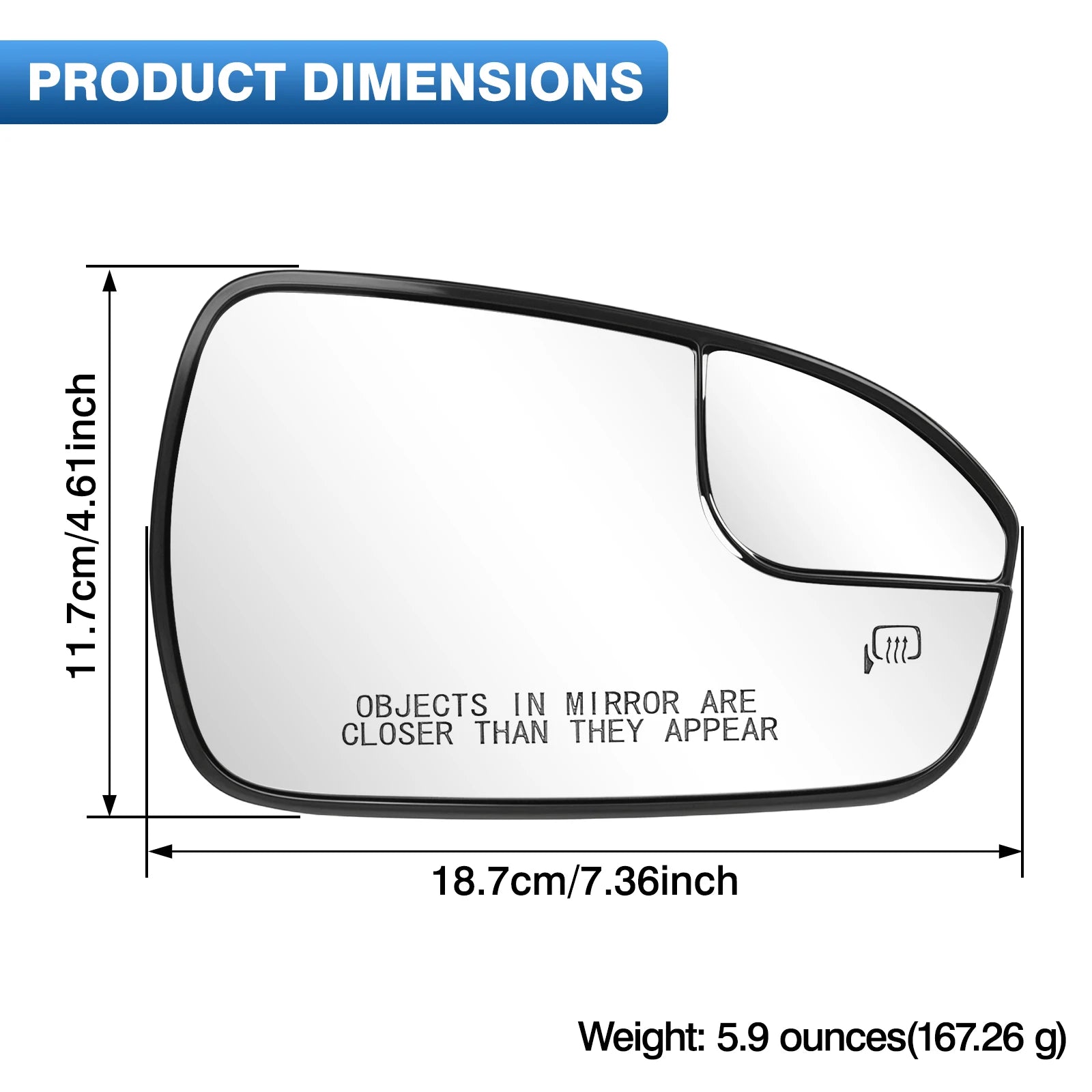 1PCS Replacement for Ford Fusion 2013-2020 Car Side Heated Mirror Glass Rearview Mirror Lens Left /Right DS7Z17K707B USA Version