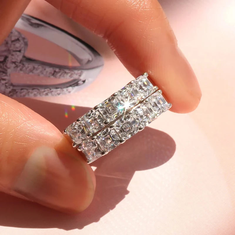 Huitan Simple Style Square Zirconia Rings Women Versatile Fashion Accessories for Engagement Women Daily Wearable Finger Jewelry - Free Item