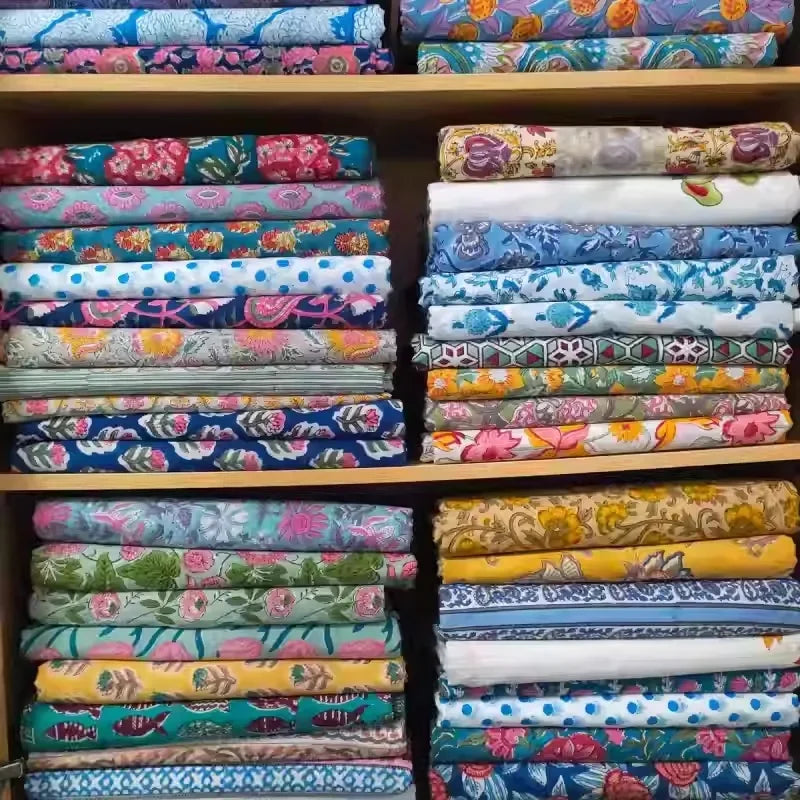 Indian Cotton Fabric Handcrafted Indian Dressmaking Material Hand Block Print Floral cotton fabrics for sewing