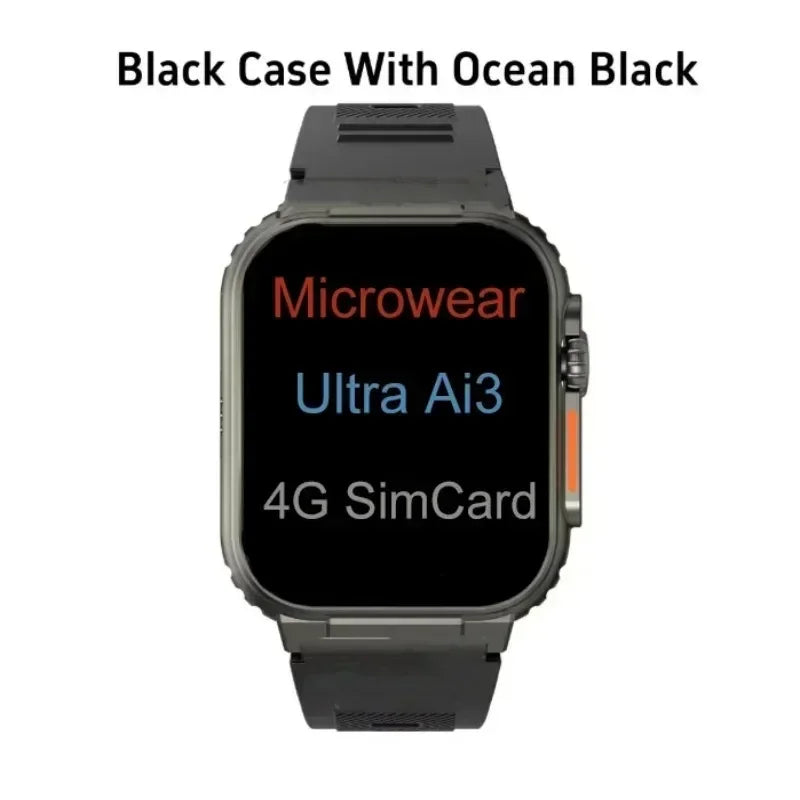 Ai3 Smartwatch: 2.2" HD Display (448*528) | 180° Rotatable Camera| 4G Calling & 256GB Memory | Comprehensive Health Tracker