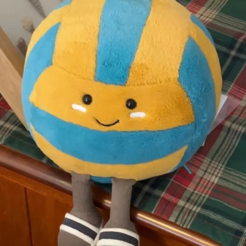 Cute Sports Ball Plush Series Soccer Basketball Tennis Soft Doll Keychain Bag Charm Stress Relief Kawaii Collectible Gift