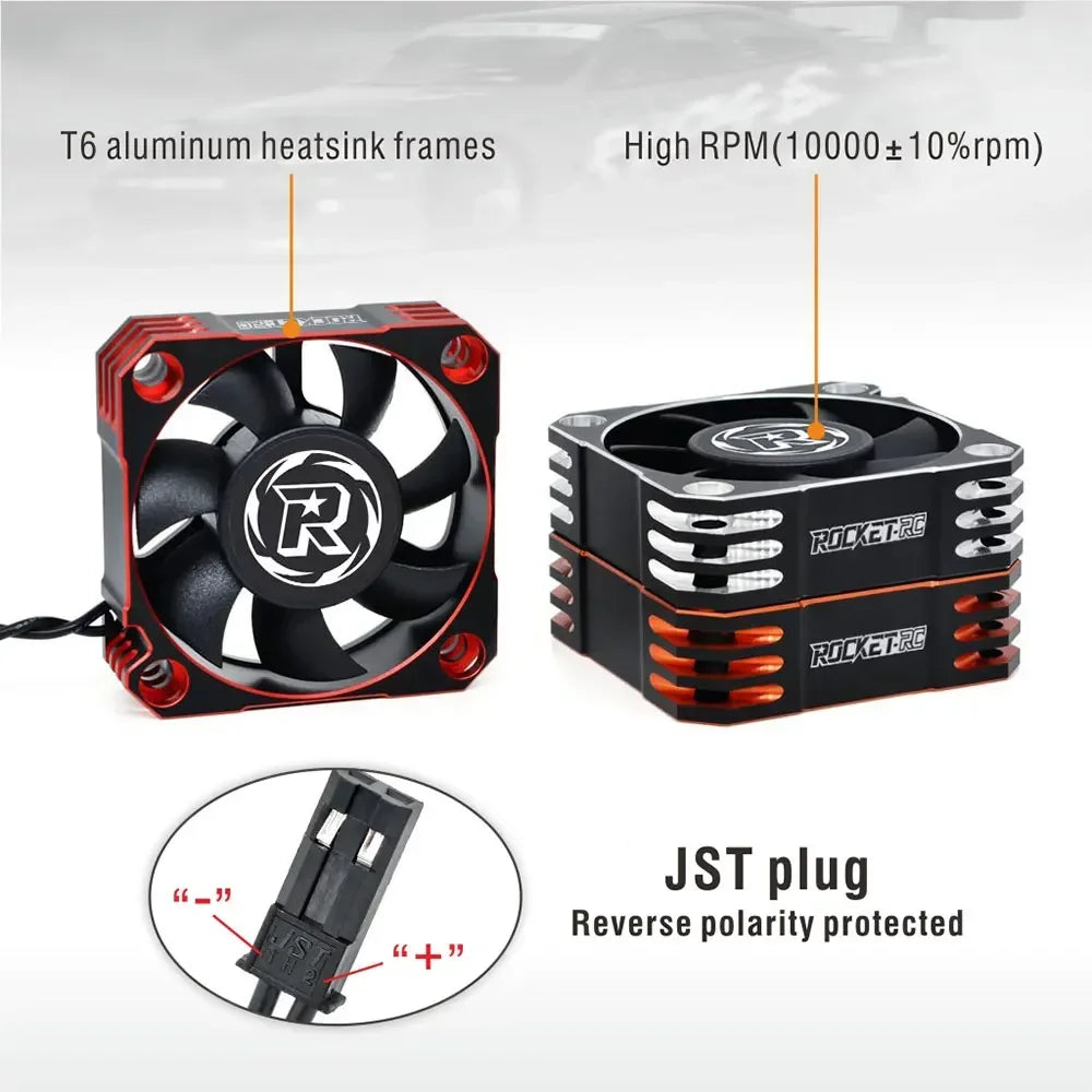 ROCKET-RC 25/30/35/40/50mm Metal Cooling Fan V2 32000/28000/21000/16000/10000RPM for 1/8 1/10 1/12 RC Car 540/550/3650 Motor ESC
