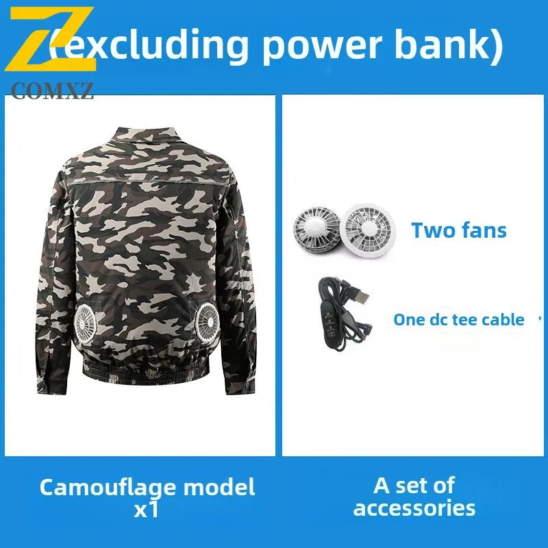 Summer Cooling Work Jacket Outdoor Loose Comfortable USB Cooling Air Conditioning Suit Lightweight Breathable Quick Drying Coat