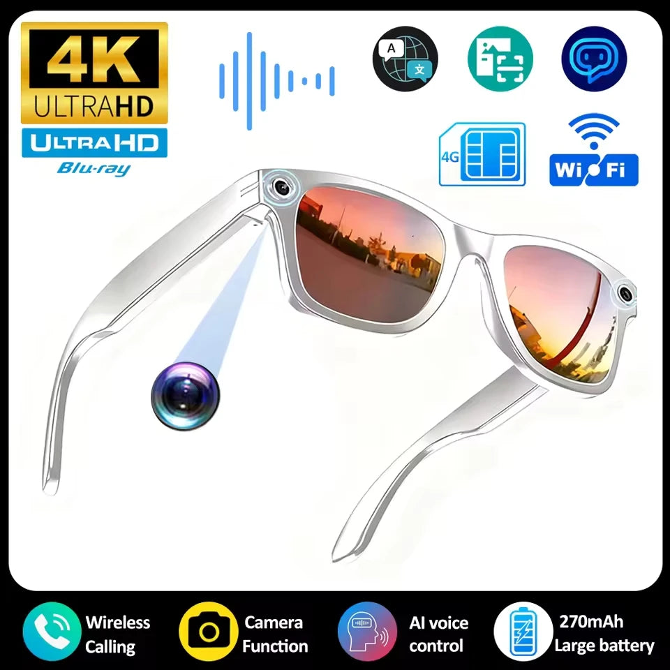AI Smart Glasses 800W Pixel Camera Photo Video Sunglasses AI ChatGPT Translation Recording Office Meeting Bluetooth Call Glasses