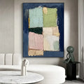 Original Large Beige Blue Abstract Handmade Canvas Painting Gray Minimalist Art White Wall Art Textured Painting Home Decorat
