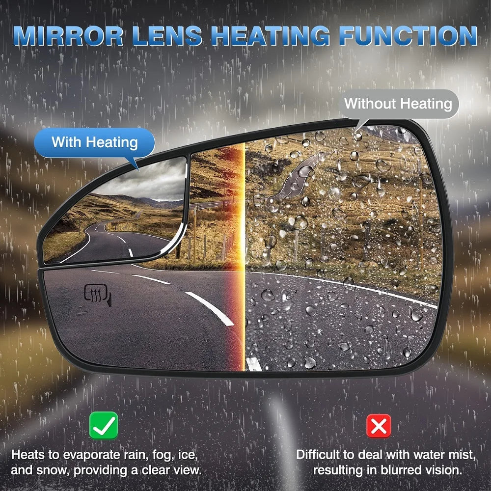 1PCS Replacement for Ford Fusion 2013-2020 Car Side Heated Mirror Glass Rearview Mirror Lens Left /Right DS7Z17K707B USA Version