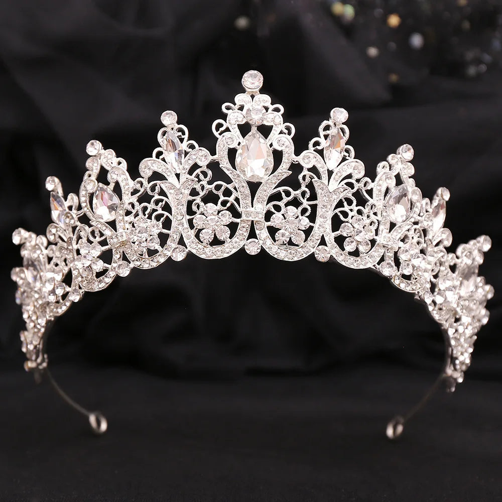 DIEZI Korean Baroque Luxury Bridal Crystal Tiara Crown For Women Girls Wedding Party New Elegant Queen Hair Dress Accessories