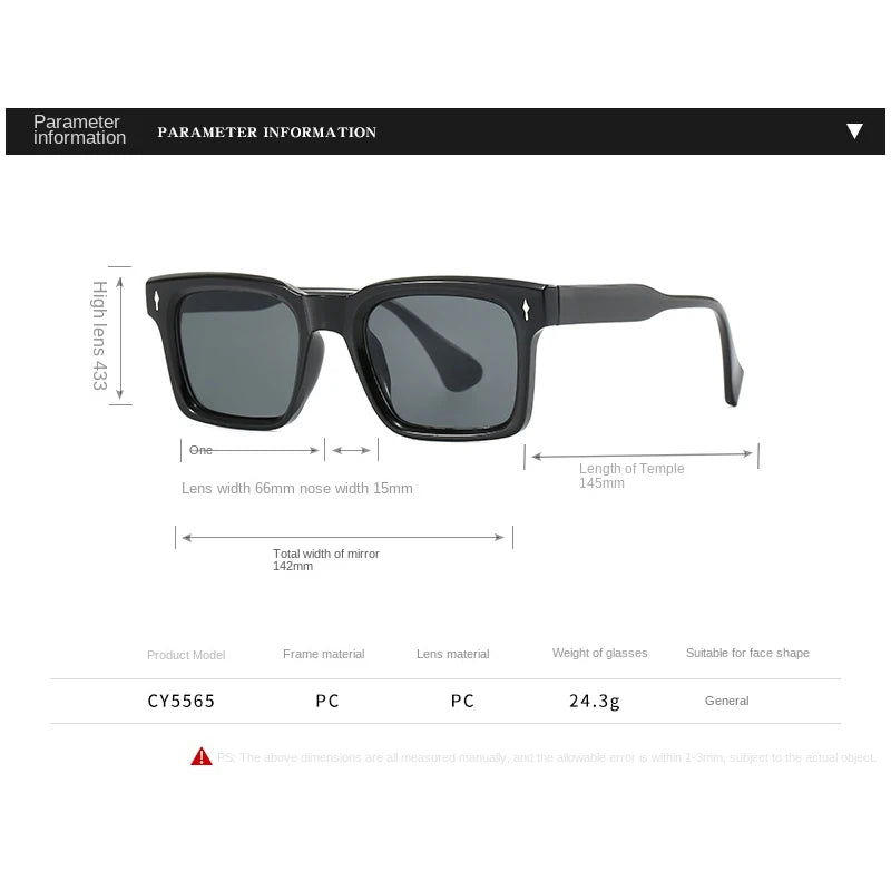 Colorful Square Sunglasses Women Men Vintage Trend Brand Shades Commute Driving Sun Glasses Lady Man UV400 Protective Glasses