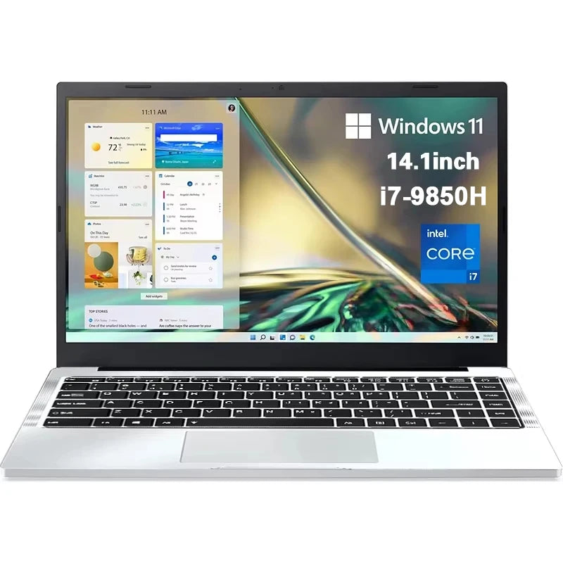 NEW 14.1 inch Slim Office Laptop Intel Core i7 9850H Windows 11 12GB RAM 1TB 2TB SSD PC Gamer Intel Atom A3950 NotebooK Computer