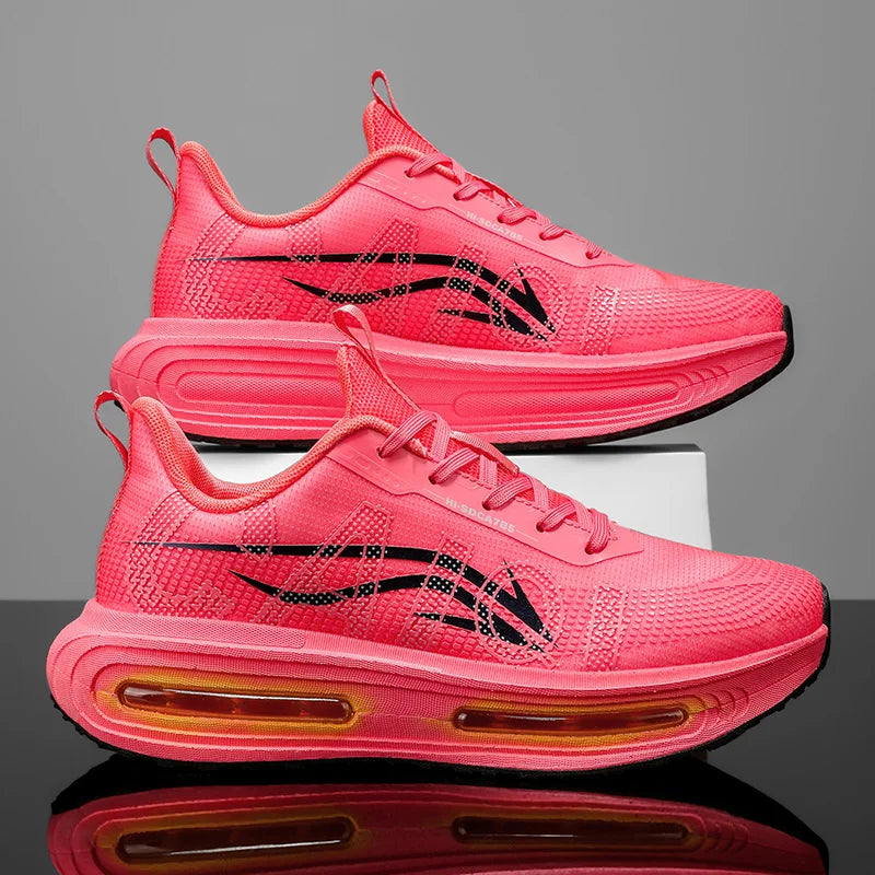 Men's Breathable Running Shoes for All Seasons - Shock-Absorbing Sole, Non-Slip Grip, Geometric Stripe Design, Suitable for Outdoor Jogging, Gym, and Casual Wear
