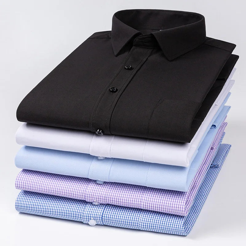 New Classic Shirts For Men Printed Autumn Long Sleeve Plaid Stripe Slim Fit Thin Business Dress Shirts Single Pocket Man Clothes