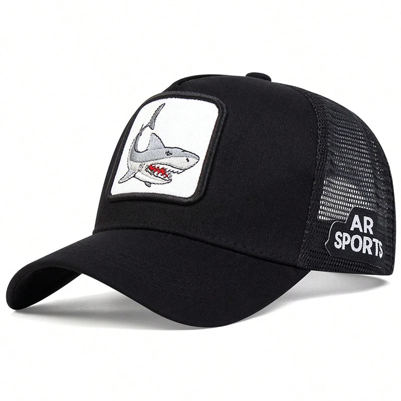 Unisex Shark Patch Embroidery Baseball Net Caps Spring and Summer Outdoor Adjustable Casual Hats Hip Hop Hat Sunscreen Hat
