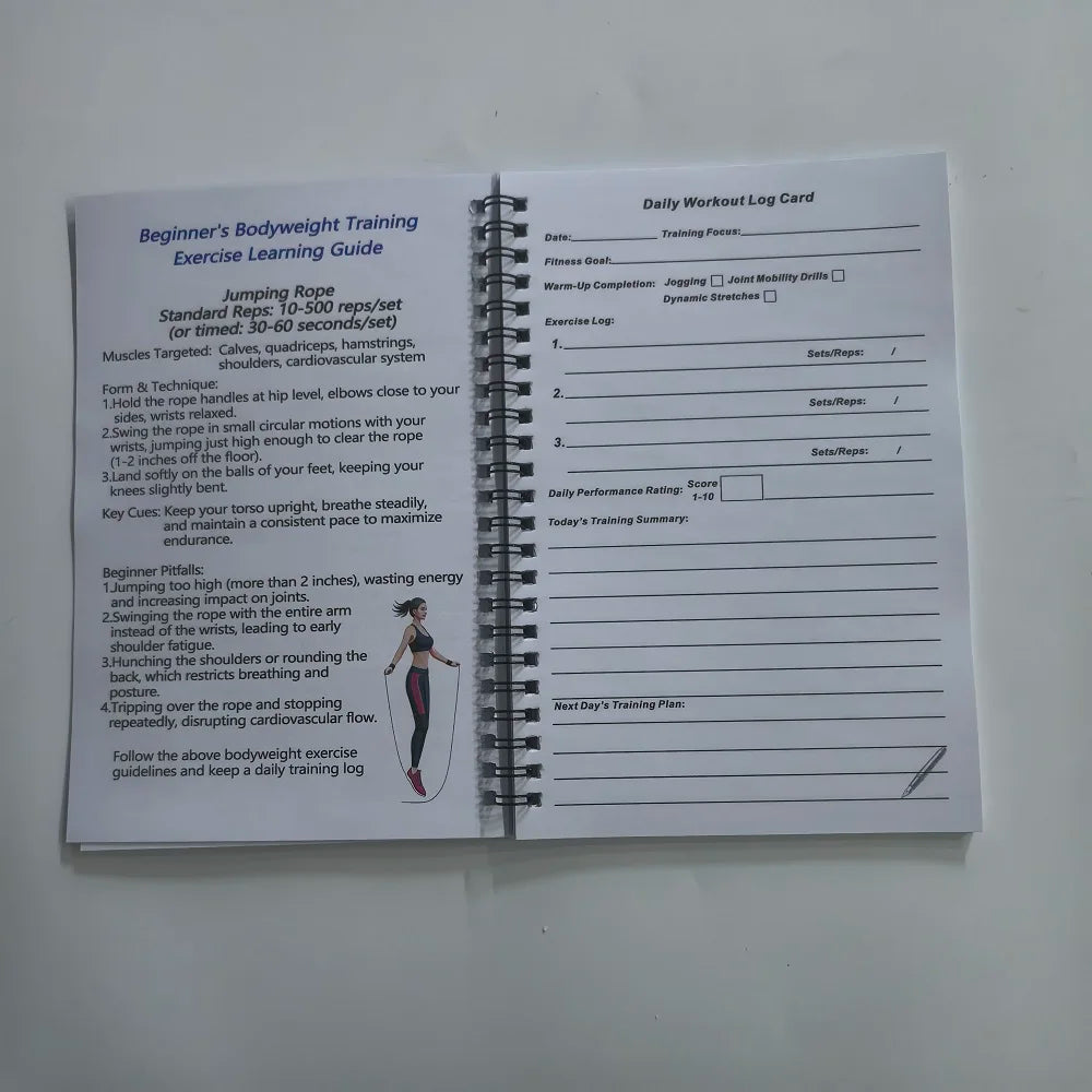 Calisthenics Full Body Workout Beginner's Bodyweight Training Exercise Learing Guide Book Daily Workout Log Card