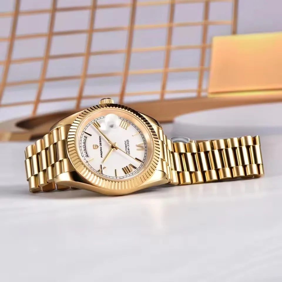PAGANI DESIGN New Week Calendar Type Man watch ST16 Movt Waterproof Mechanical Watch 316L All Steel Luxury Luminous Men watch
