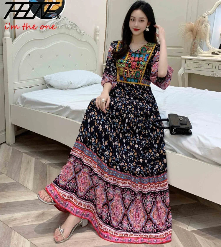 Indian Dress for Women Summer Embroidery Chic Elegant Party Dresses Clothes Vintage Long Maxi Prom Bohemian Beach Robe Vestidos -50% off.
