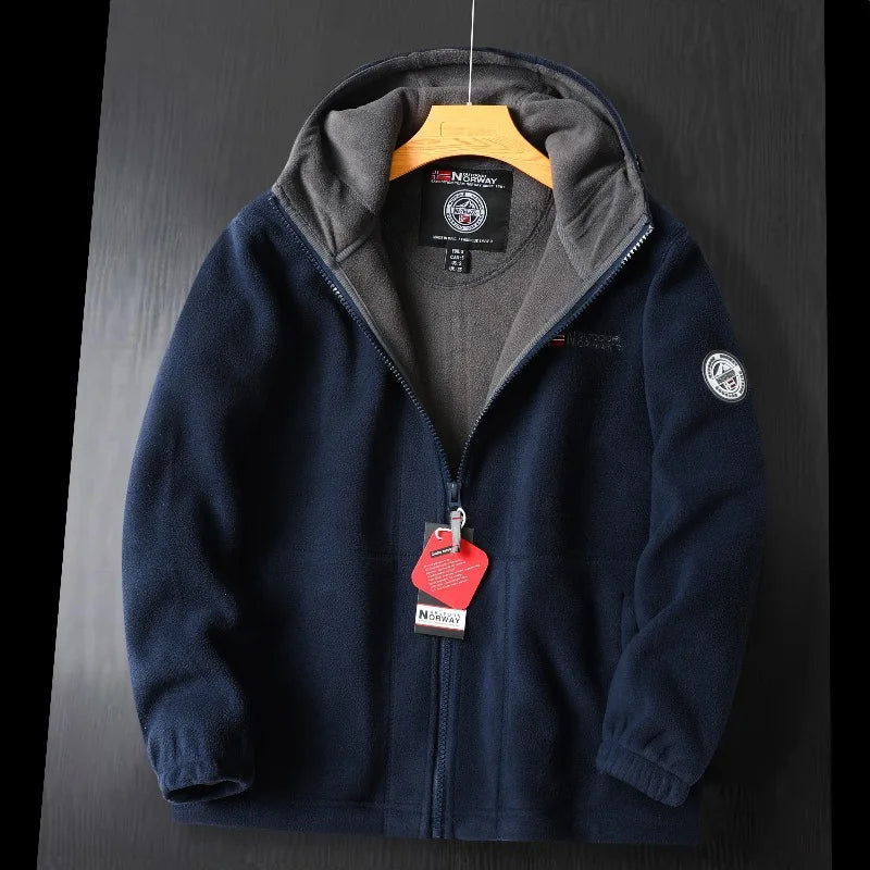 2024 Brand Winter Fleece Jacket Men's Casual Thickened Wool Jacket high quality Design Warm Fashion Hooded Coat Outdoor Ski Suit