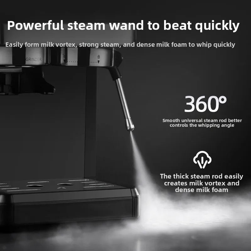 Electric coffee grinder+coffee machine integrated machine|Fully automatic freshly ground coffee beans|Fast grinding for breakfas