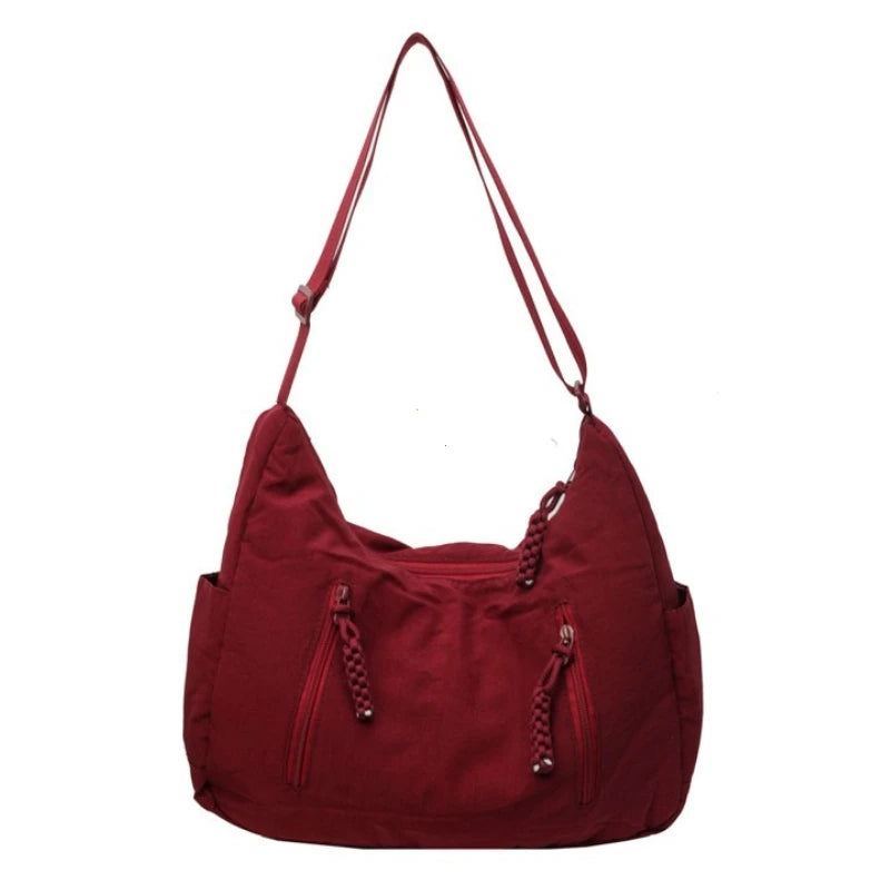 Trendy Women's Soft Cloth Shoulder Bag Solid Color Student 2026 Spring Y2k Casual Style Big Handbags Crossbody Bags for Women