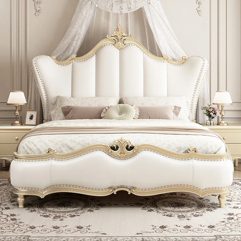 White Cream Cloud Bed Fashion Interior European Safe Sleeping Bed Floor Double Ergonomic Muebles Para El Hogar Home Furniture
