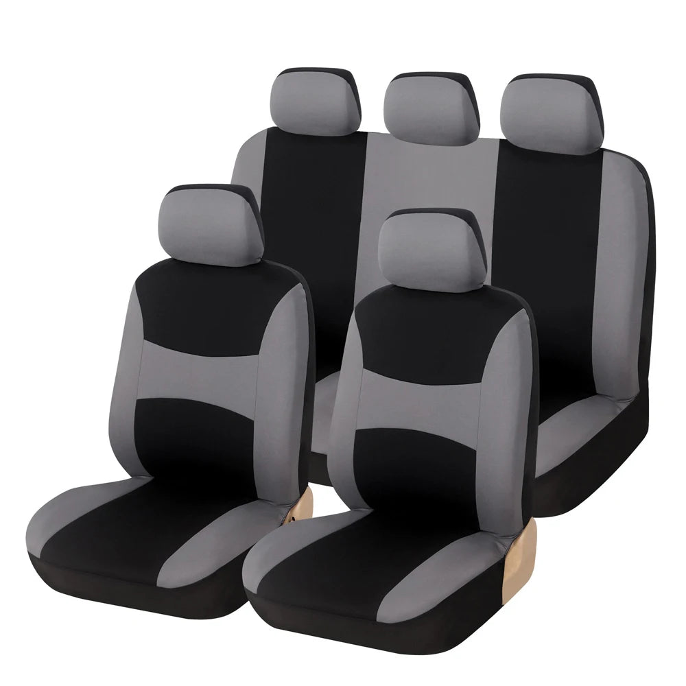Car Seats Cover  Polyester Car Seats Cover Set Car Plain Fabric Bicolor Car Interior Accessories Car Seats Protector