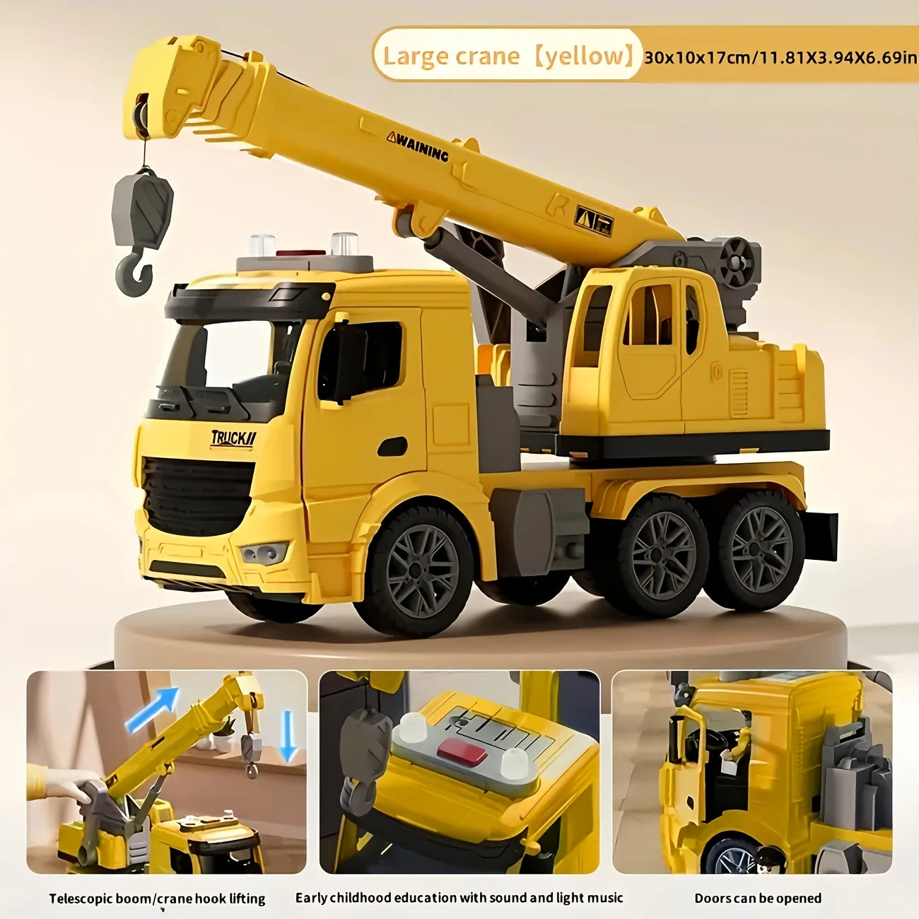 American Popular Edition, Children's Crane Toy Engineering Vehicle Toy, With Light Effect, Suitable For Outdoor, Beach Children'