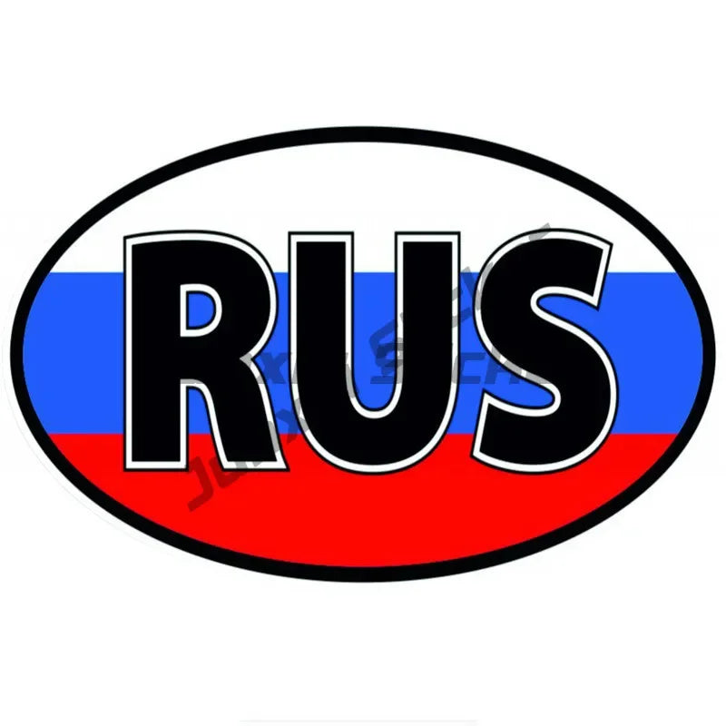 RU RUS Russian Bear Russia Country Code Oval Sticker Flag Bumper Water Proof Vinyl Car Stickers