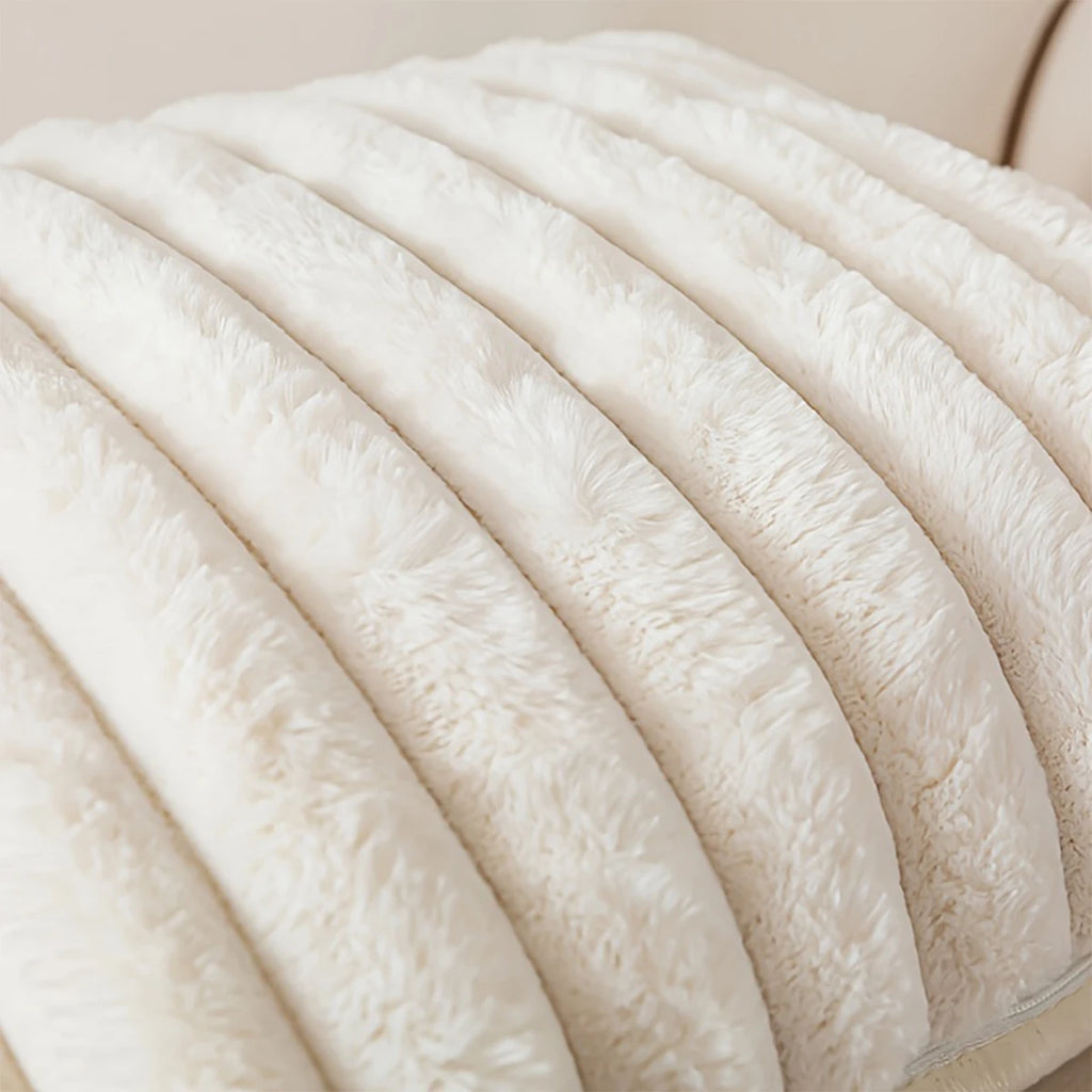 pack of 2 of artificial plush pillowcases, luxurious soft striped decorative pillowcases, suitable for sofa interiors