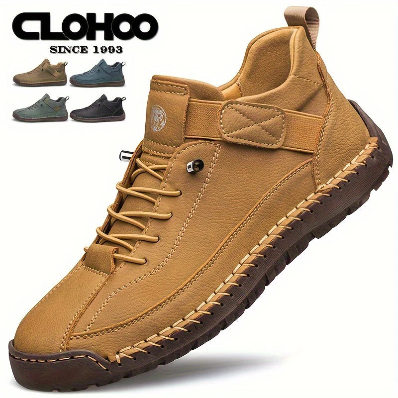 CLOHOO Men's Sport Casual High-Top Shoes Breathable Comfortable Short Boots Handmade Stitching Fashionable Youth High-Top Boots