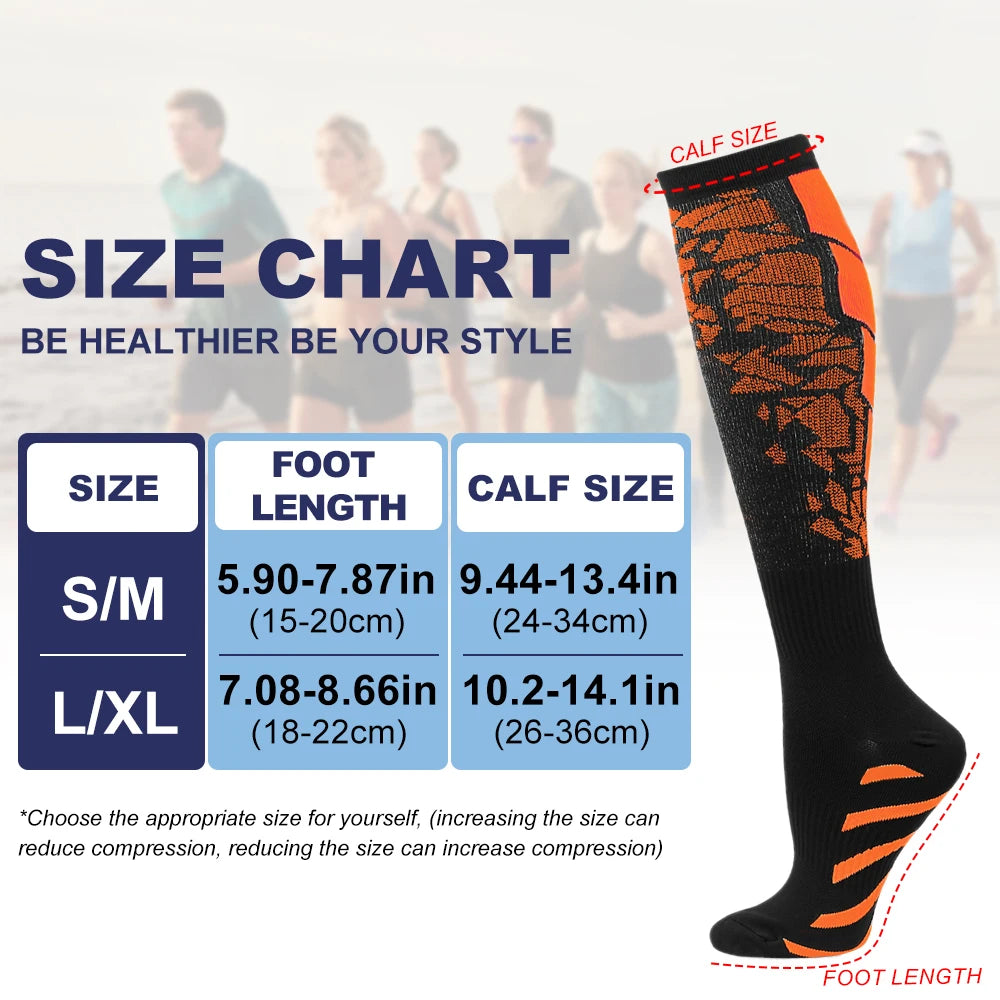 1 pair of sports compression socks for both men and women, warm for running, cycling and playing football
