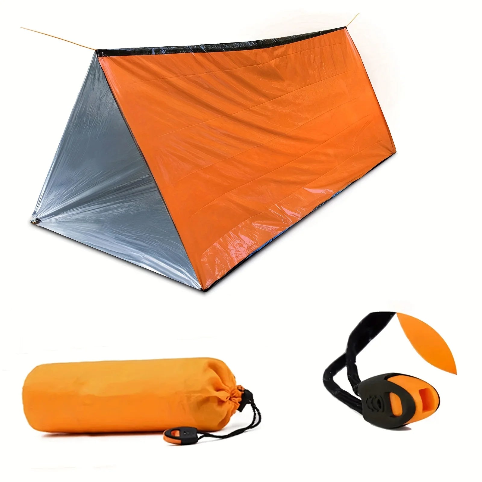 Emergency survival shelter tent - lightweight, compact and portable, equipped with safety posts, high visibility, instant constr