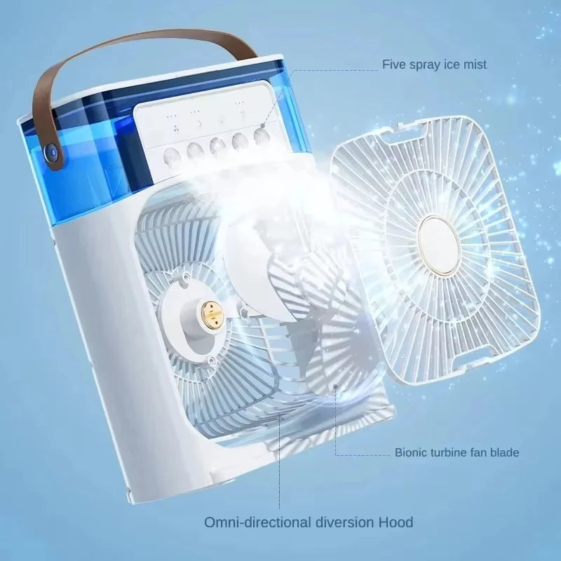 New 3 In 1 Fan AIr Conditioner Household Small Air Cooler LED Night Light Portable Humidifier Air Adjustment Fan Office Home Fan