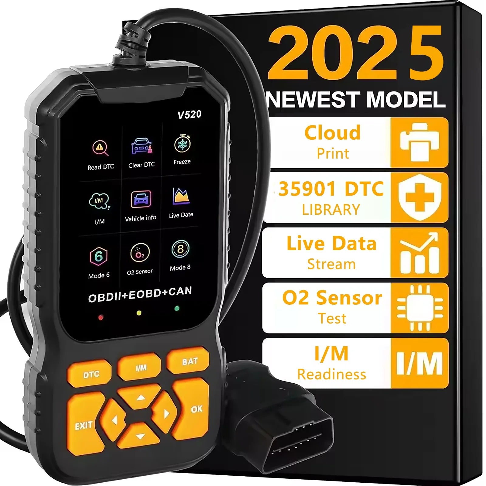 Multilingual automotive OBD2 scanner code reader, professional V520 diagnostic tool, real-time data OBD2 fault detector