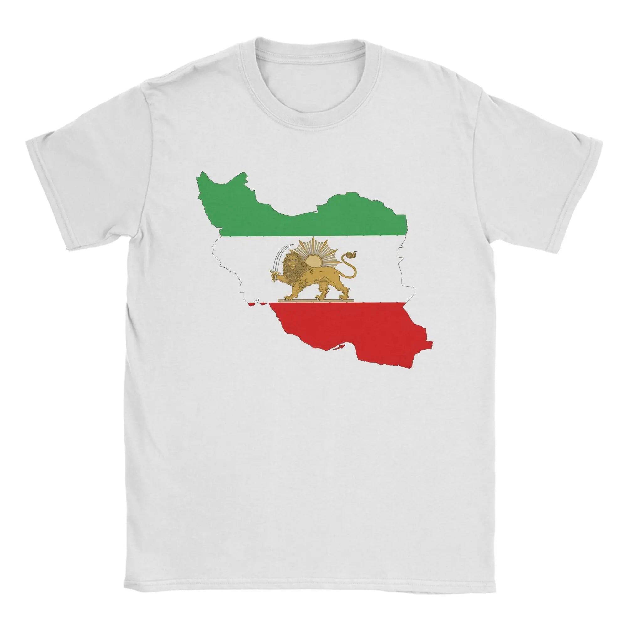 Iran Persian Flag Map Men T Shirt  Creative Tees Short Sleeve Crew Neck T-Shirts 100% Cotton Plus Size Clothes