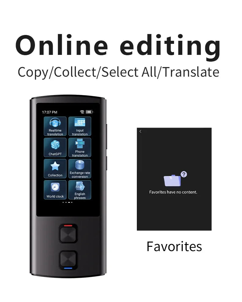 T17 Intelligence Translation 138 Language Voice Recording & Photo Translate WIFI ChatGPT Online/Offline Translation