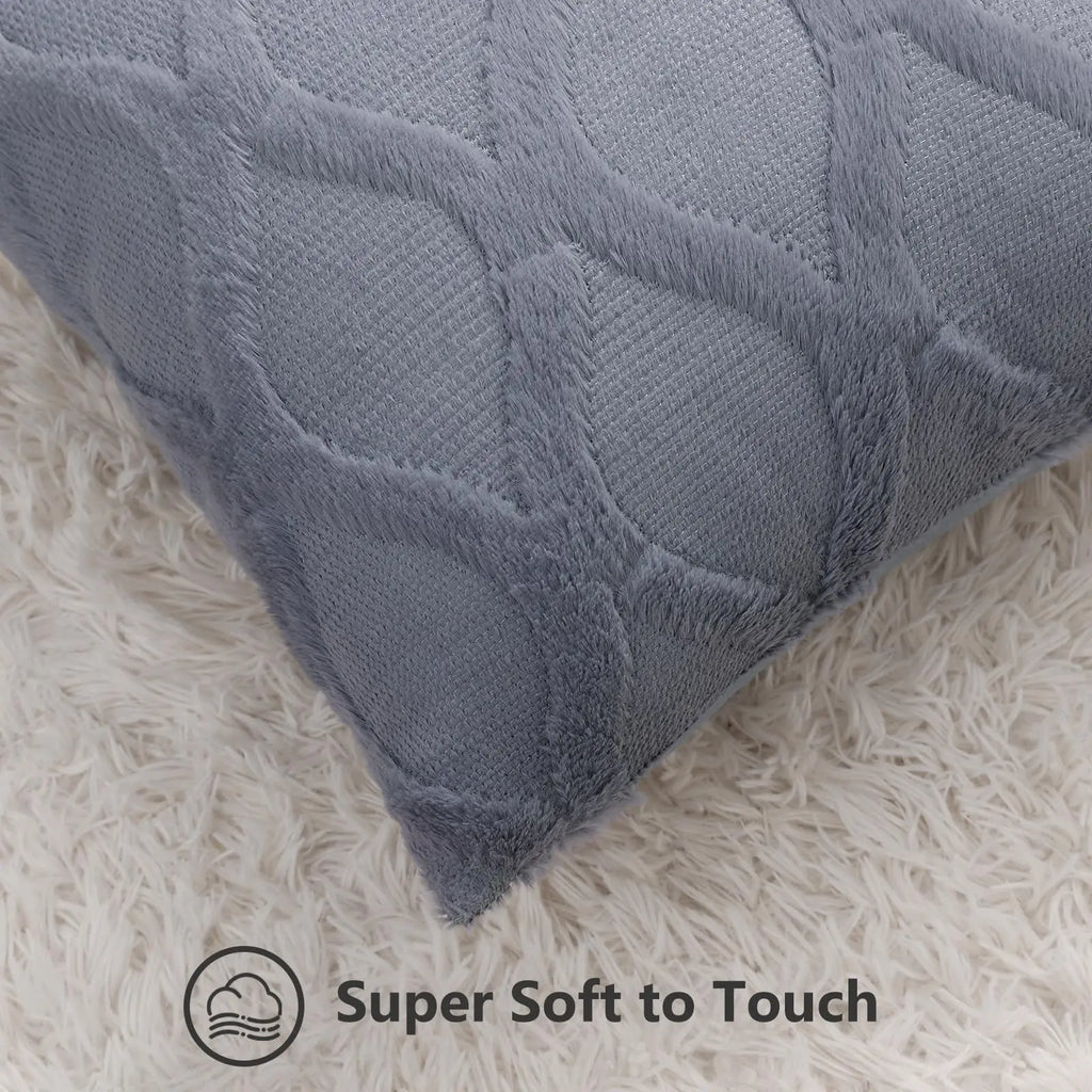 HAPIHAPPY Plush Throw Pillow Covers 12X20 Set of 1 Faux Fur Wool Bed Sofa Living Room Throw Pillow Covers Soft Home PillowCovers