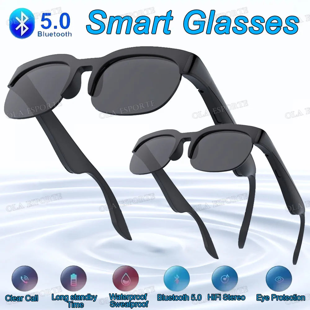 New Smart Bluetooth V5.3 Sunglasses Glasses Call Outdoor Sports Headphones HIFI Black Technology Anti-touch UV For Men And Women