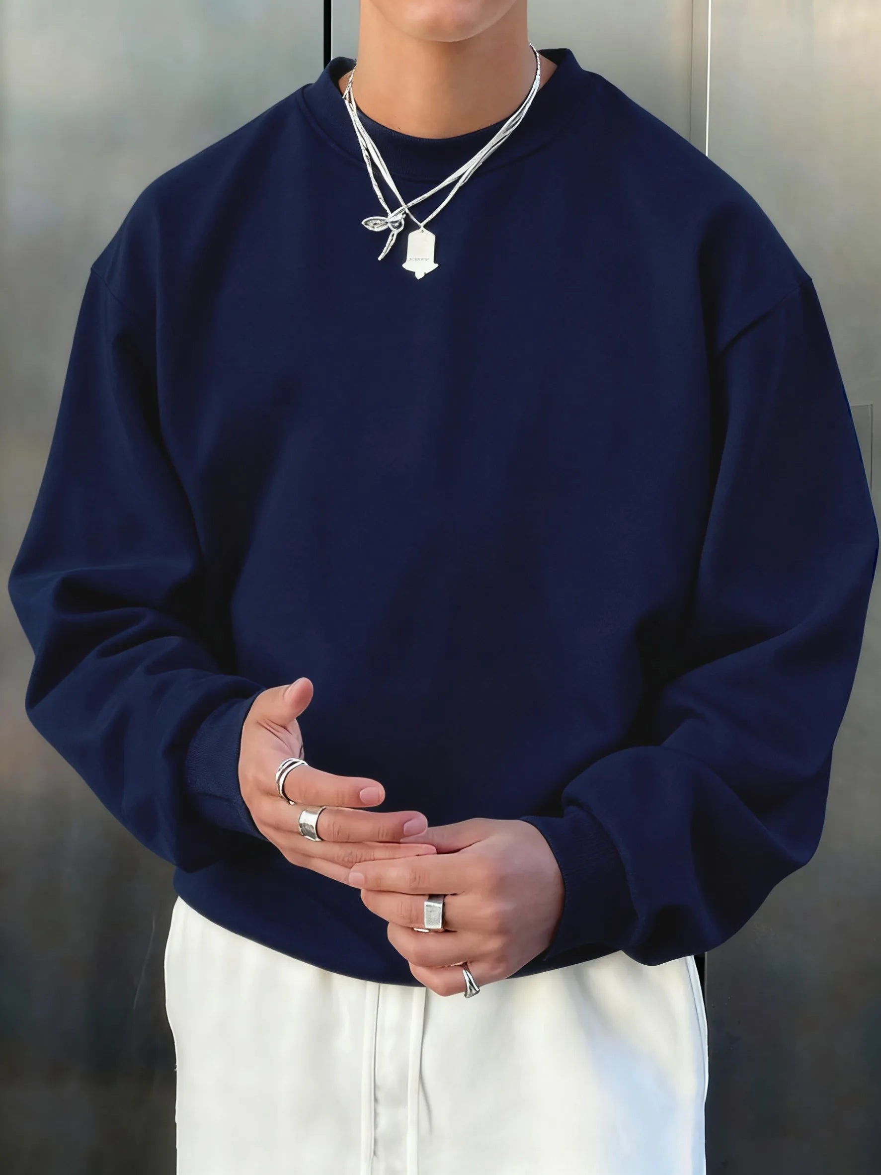 Man'S Fleece Autumn Top Street All-Match Pullovers Comfortable Basics Sweatshirts Sport Casual Sportswears Daily Soft Clothing