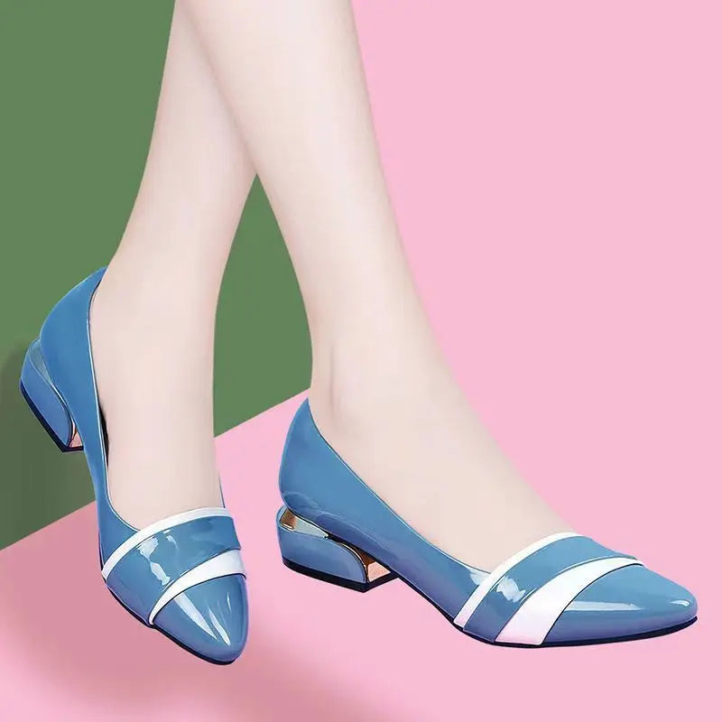 Woman Pumps Office Shoes For Women Pointed Toe Square Heels Low Heel Elegant Luxury Leather Casual Stylish With Premium A