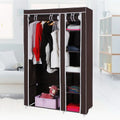 67" Portable Clothes Closet Wardrobe with Non-woven Fabric and Hanging Rod Quick and Easy to Assemble Dark Brown
