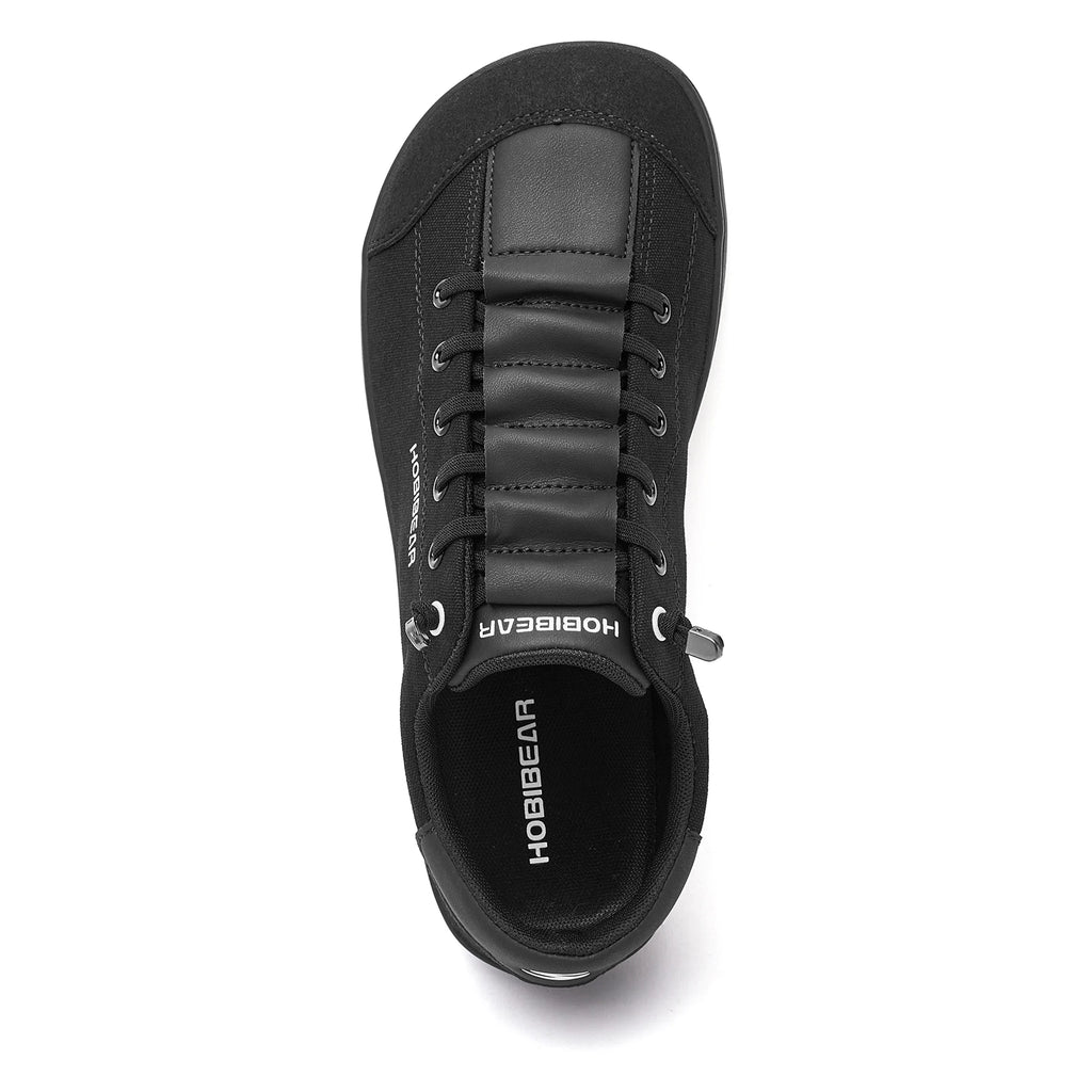 HOBIBEAR Wide Toe Barefoot Shoes for Unisex Minimalist Artificial Leather Sneakers Lightweight Adjustable Slip On Walking Shoes