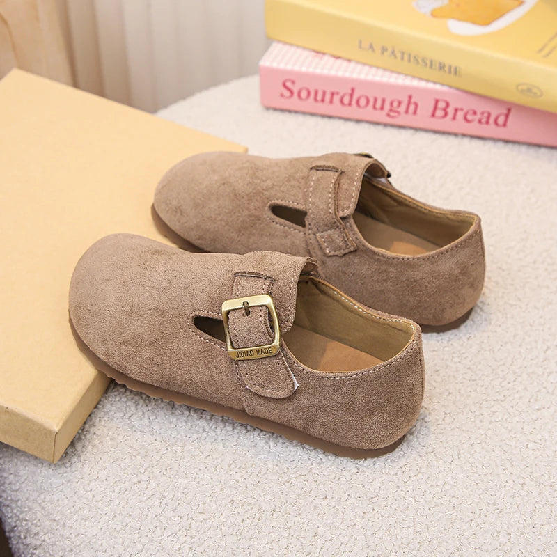 Kids Casual Shoes for Girls 2025 New Autumn Toddler Walking Shoes Soft Sole Solid Color Retro Simple School Outdoor Play age3-8