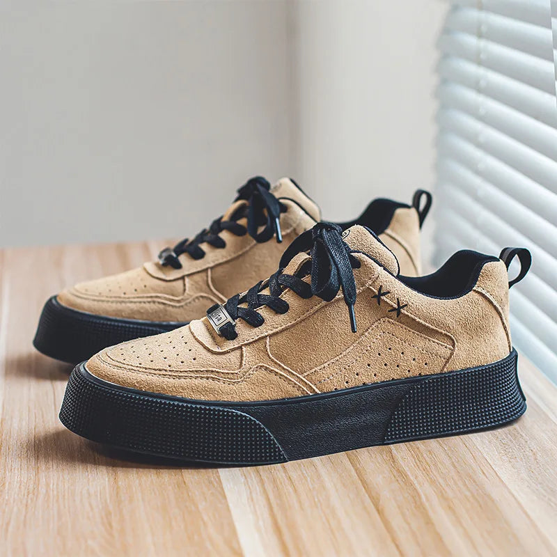 Men's Casual Low-Top Board Shoes Spring  Flats Platform Lace-Up Sneakers Street Style Breathable Designer Fashion Footwear