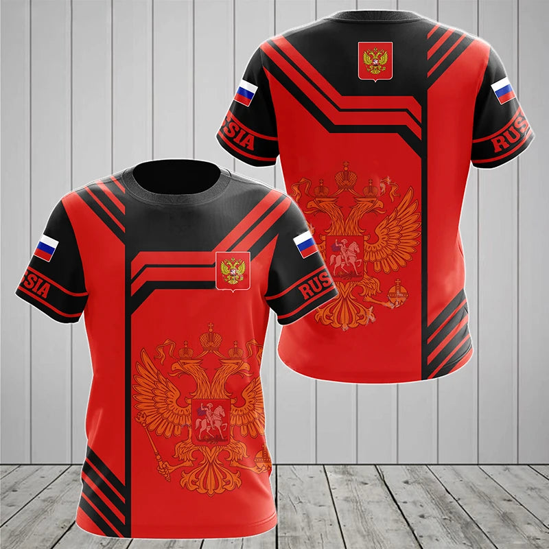 Russia Flag National Emblem 3D Print T-Shirt Men Women Fashion Streetwear Oversized Short Sleeve T Shirts Man Tees Tops Clothing
