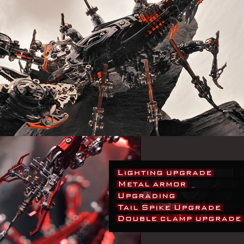 Punk DIY mechanical metal assembly 3D lighted insect scorpion stainless steel puzzle model kit for adults and boy toy gifts